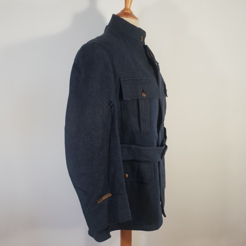 RARE !! VESTE D'UNIFORME D'ADJUDANT CHIFFRE 5 AU COL MODELE 1913 EN DRAP GRIS DE FER BLEUTE DEBUT DE LA GUERRE 1914 1918